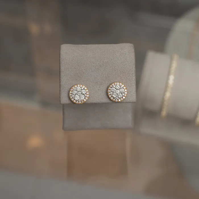 RACHEL LYNN CHICAGO Earrings 18 Karat Yellow Halo Stud Earrings 255cts