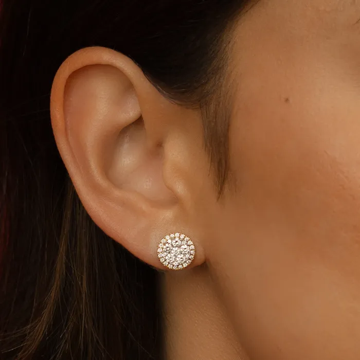 RACHEL LYNN CHICAGO Earrings 18 Karat Yellow Halo Stud Earrings 255cts