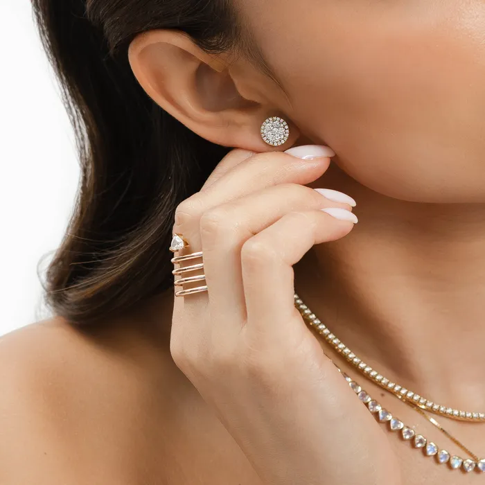 RACHEL LYNN CHICAGO Earrings 18 Karat Yellow Halo Stud Earrings 255cts
