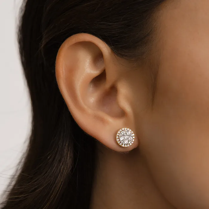 RACHEL LYNN CHICAGO Earrings 18 Karat Yellow Halo Stud Earrings 255cts