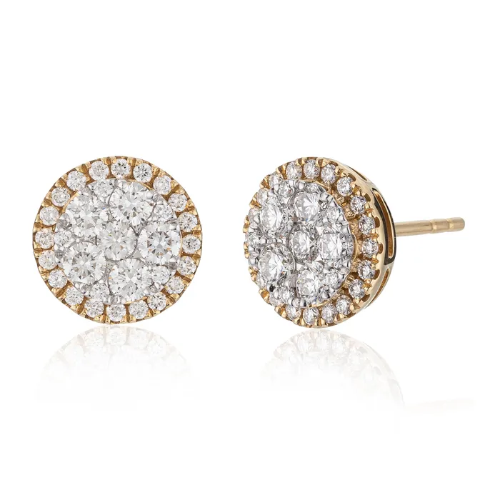 RACHEL LYNN CHICAGO Earrings 18 Karat Yellow Halo Stud Earrings 255cts