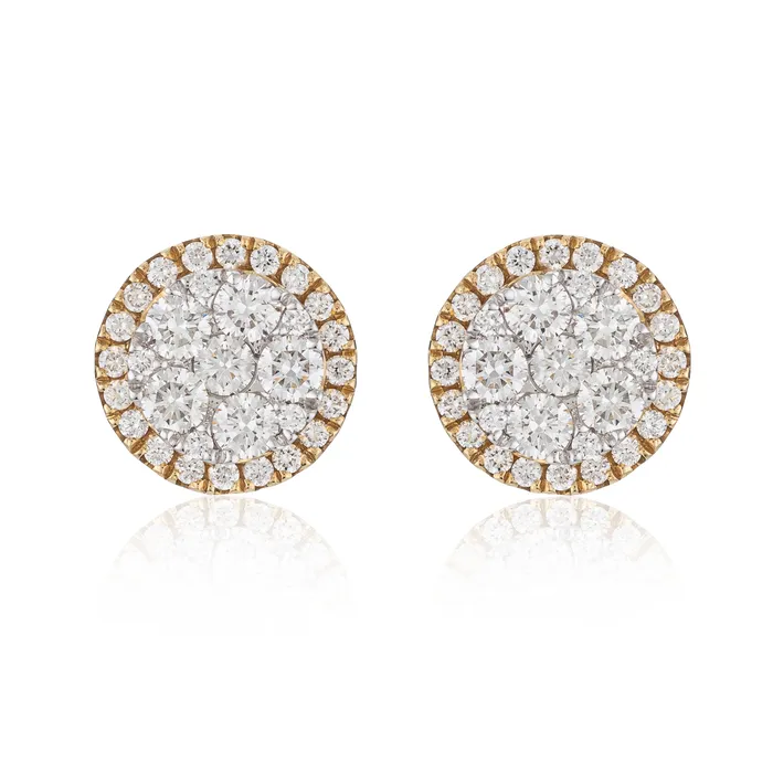 RACHEL LYNN CHICAGO Earrings 18 Karat Yellow Halo Stud Earrings 255cts