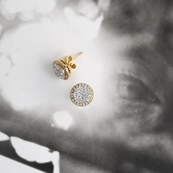 RACHEL LYNN CHICAGO Earrings 18 Karat Yellow Halo Stud Earrings 255cts