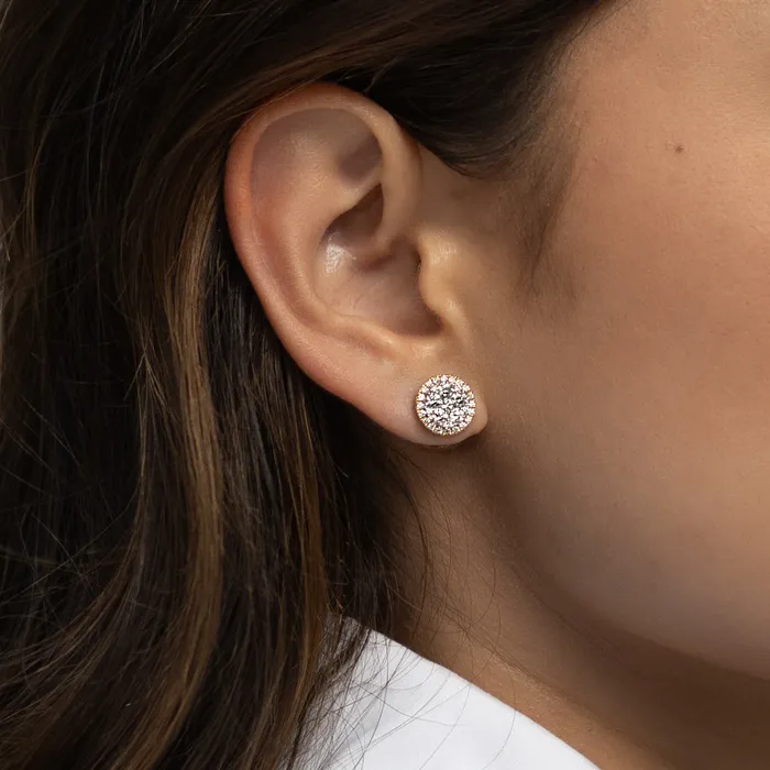 RACHEL LYNN CHICAGO Earrings 18 Karat Yellow Halo Stud Earrings 255cts