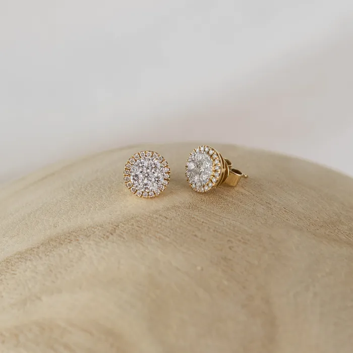 RACHEL LYNN CHICAGO Earrings 18 Karat Yellow Halo Stud Earrings 255cts