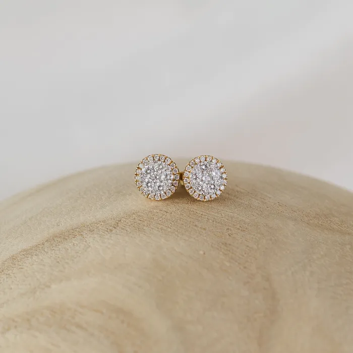 RACHEL LYNN CHICAGO Earrings 18 Karat Yellow Halo Stud Earrings 255cts