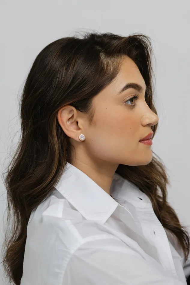 RACHEL LYNN CHICAGO Earrings 18 Karat Yellow Halo Stud Earrings 255cts