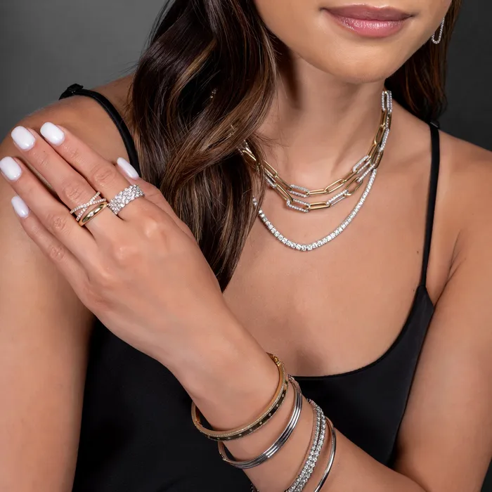 RACHEL LYNN CHICAGO Rings White Gold and Diamond Chain Link Ring