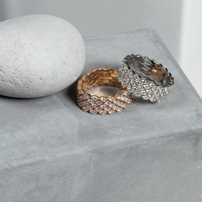 RACHEL LYNN CHICAGO Rings White Gold and Diamond Chain Link Ring