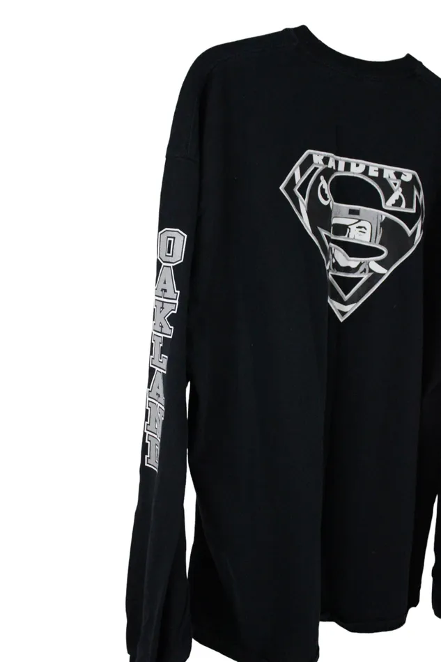 Raiders Black Long Sleeved Tee 2XL Gildan Rings