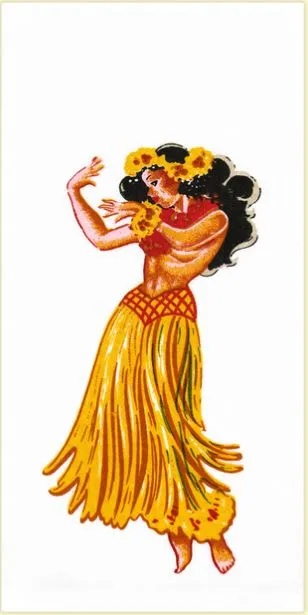 REDWHITEKITCHE Rings Red White Kitchen Co Hula Girl Flour Sack Dish Towel 17 x 24