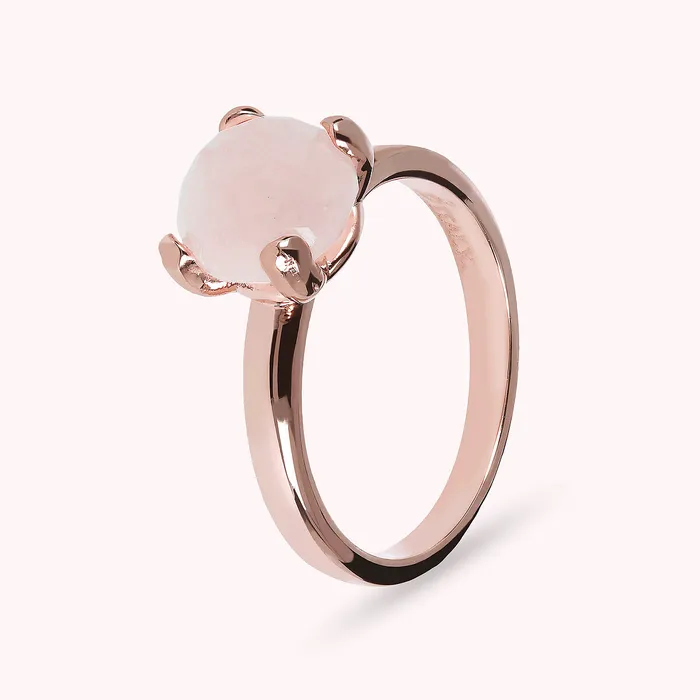 Rings Anello Cocktail Piccolo con Pietra Naturale Tonda Bronzallure