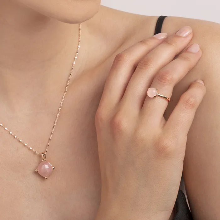 Rings Anello Cocktail Piccolo con Pietra Naturale Tonda Bronzallure