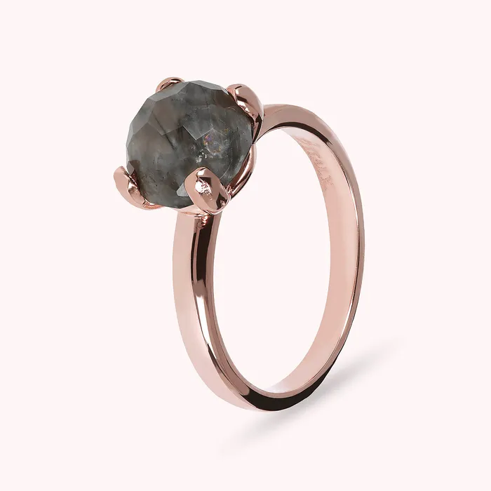 Rings Anello Cocktail Piccolo con Pietra Naturale Tonda Bronzallure