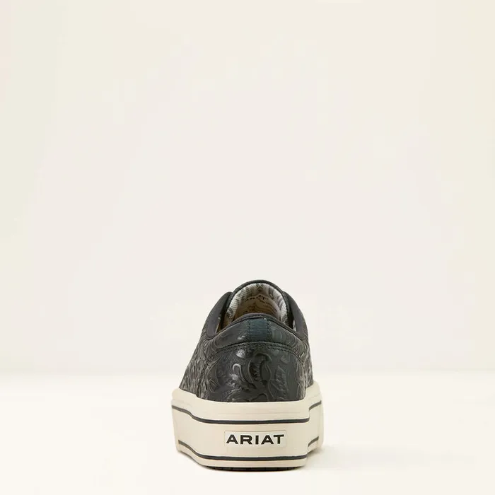 Rings Ariat ARIAT WOMENS SKYLAR PLATFORM LACE SHORS BLACK FLORAL EMBOSS