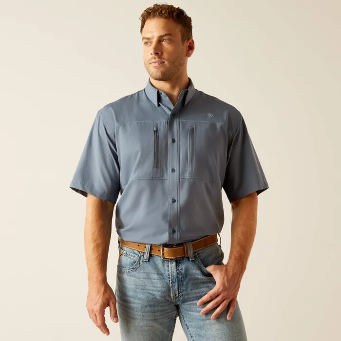 Rings ARIAT MENS CLOTHING ARIAT MENS VENTTEK CLASSIC SHORT SLEEVE SHIRT NEWSBOY BLUE
