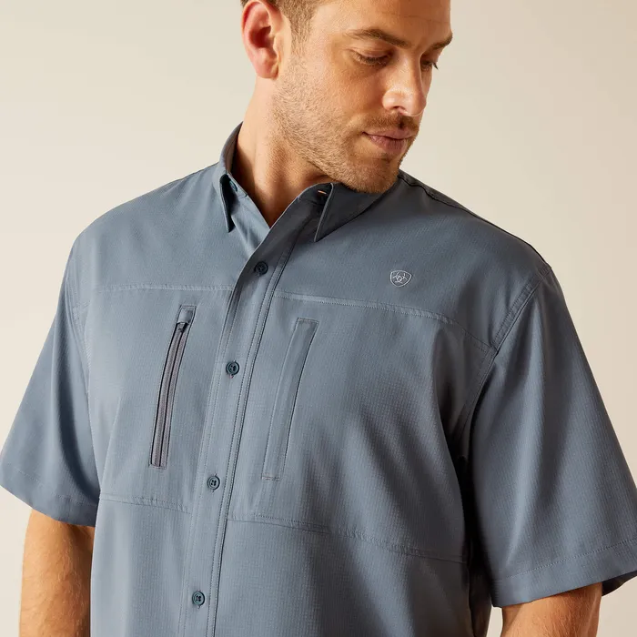 Rings ARIAT MENS CLOTHING ARIAT MENS VENTTEK CLASSIC SHORT SLEEVE SHIRT NEWSBOY BLUE