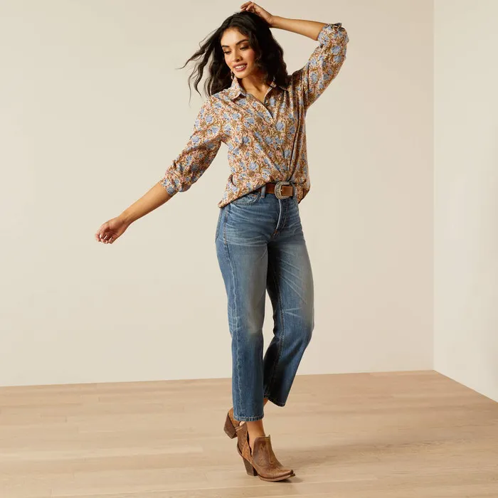 Rings ARIAT WOMENS HOMESTYLE BUTTON DOWN LONG SLEEVE SHIRT PRAIRIE FLORAL ARIAT CLOTHING