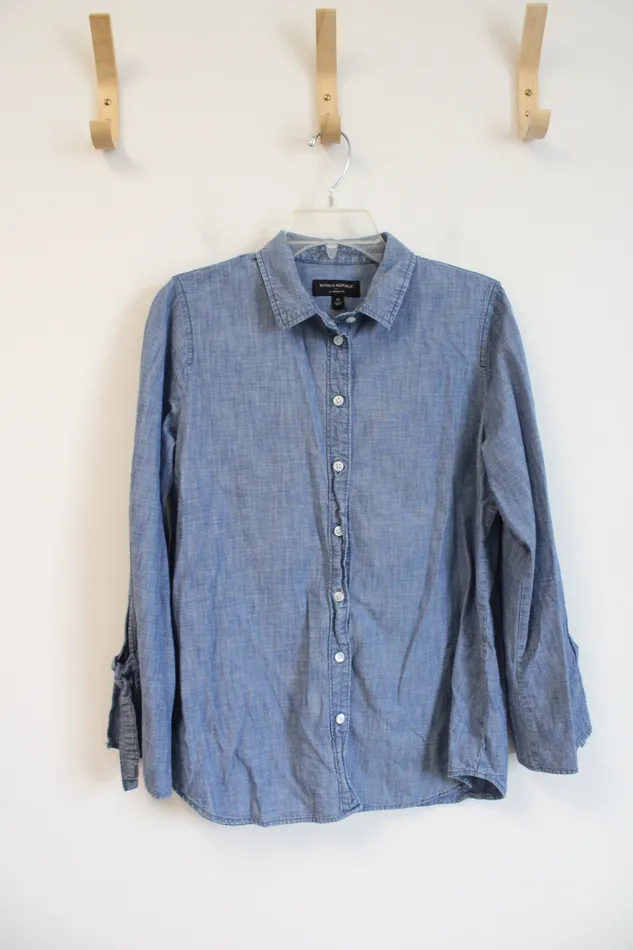 Rings Banana Republic Banana Republic Boyfriend Fit Blue Chambray Button Down Top M