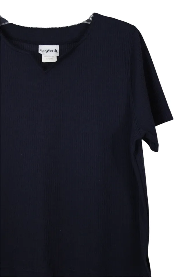 Rings Bonworth BonWorth Blue Ribbed Shirt XS Petite