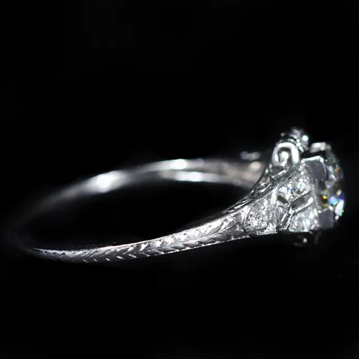 Rings Carl Blackburn Fine Jewelry Art Deco Platinum 078 Carat Old European Cut Diamond Engagement Ring