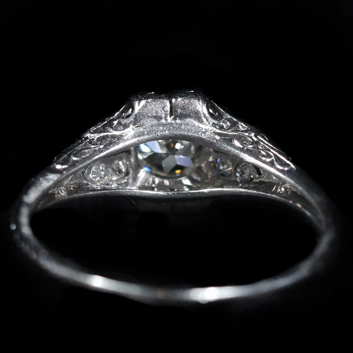 Rings Carl Blackburn Fine Jewelry Art Deco Platinum 078 Carat Old European Cut Diamond Engagement Ring