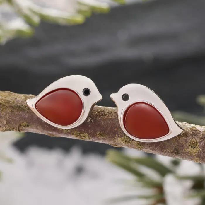 Rings Chadds Ford Jewelry Sterling Silver Carnelian Gemstone Birdie Studs