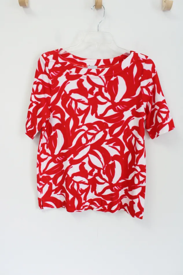 Rings Chicos Chicos Red Pink White Patterned Cotton Top 1 M