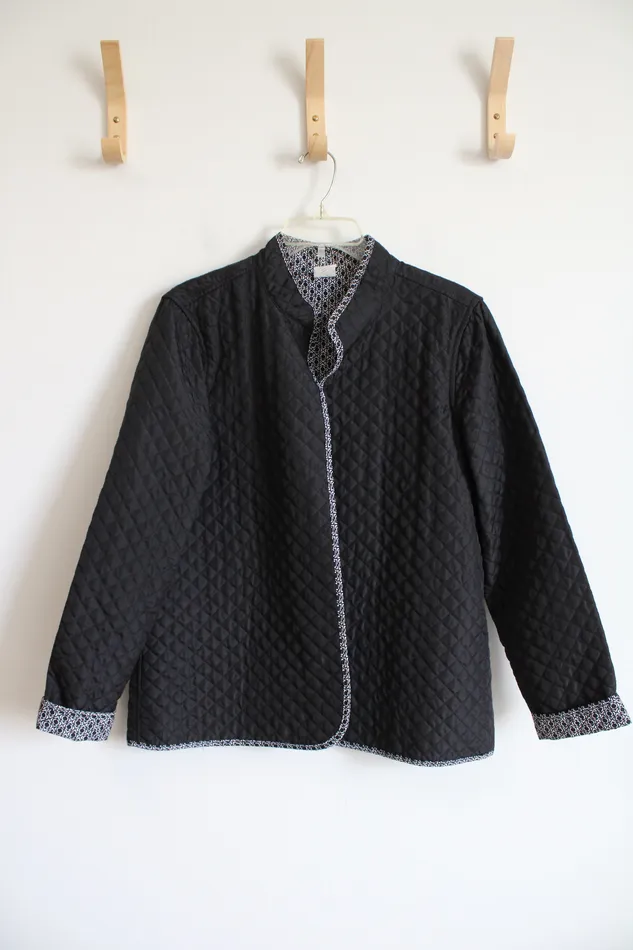 Rings Croft Barrow Black White Quilted Jacket L Croft Barrow