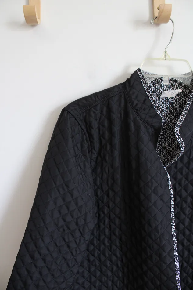 Rings Croft Barrow Black White Quilted Jacket L Croft Barrow