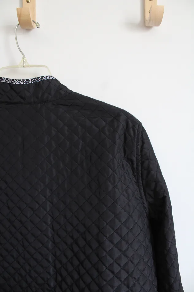 Rings Croft Barrow Black White Quilted Jacket L Croft Barrow