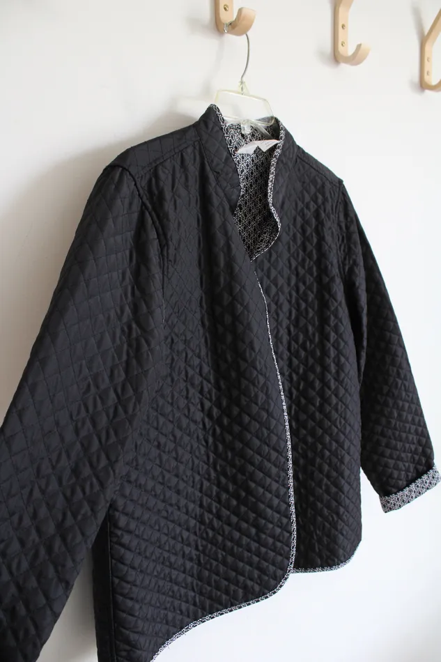 Rings Croft Barrow Black White Quilted Jacket L Croft Barrow