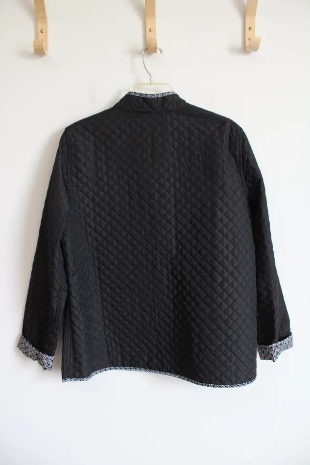 Rings Croft Barrow Black White Quilted Jacket L Croft Barrow