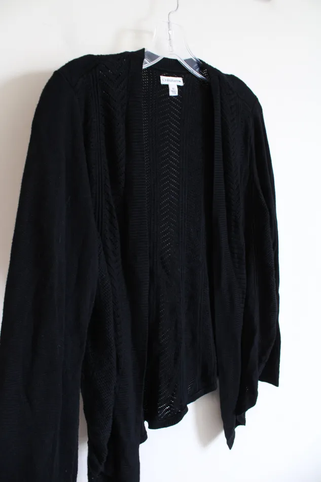 Rings Croft Barrow Croft Barrow Black Knit Crocheted Cardigan XL