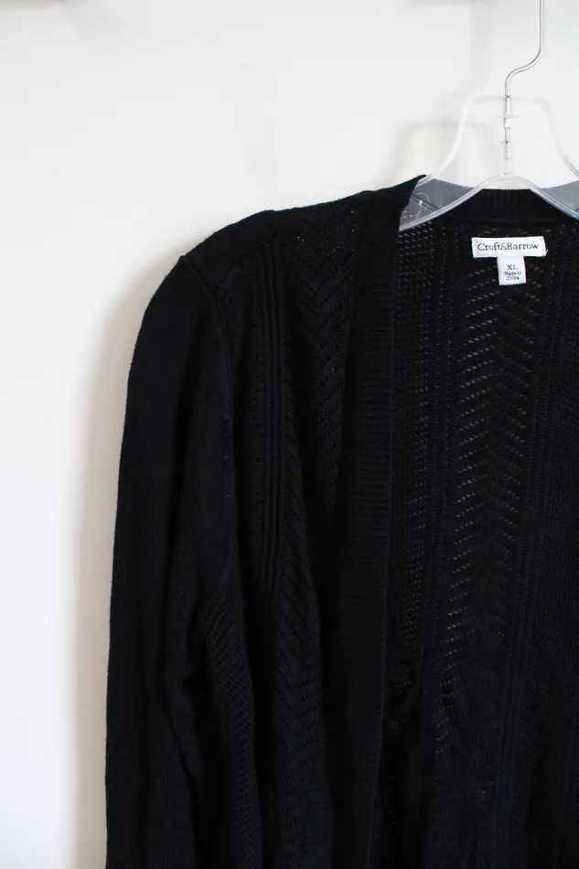 Rings Croft Barrow Croft Barrow Black Knit Crocheted Cardigan XL