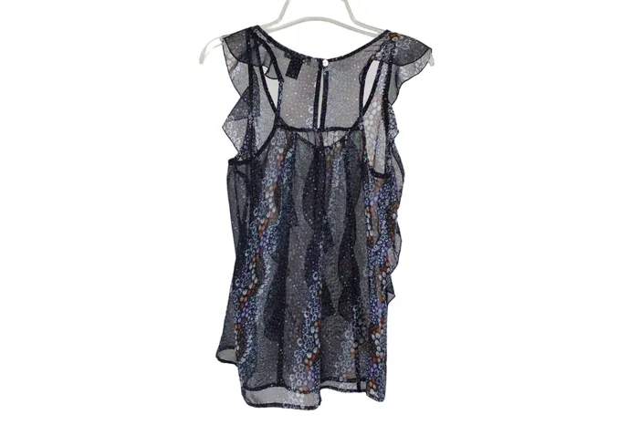 Rings Free Hugs Free Hug Blue Floral Tank Blouse S