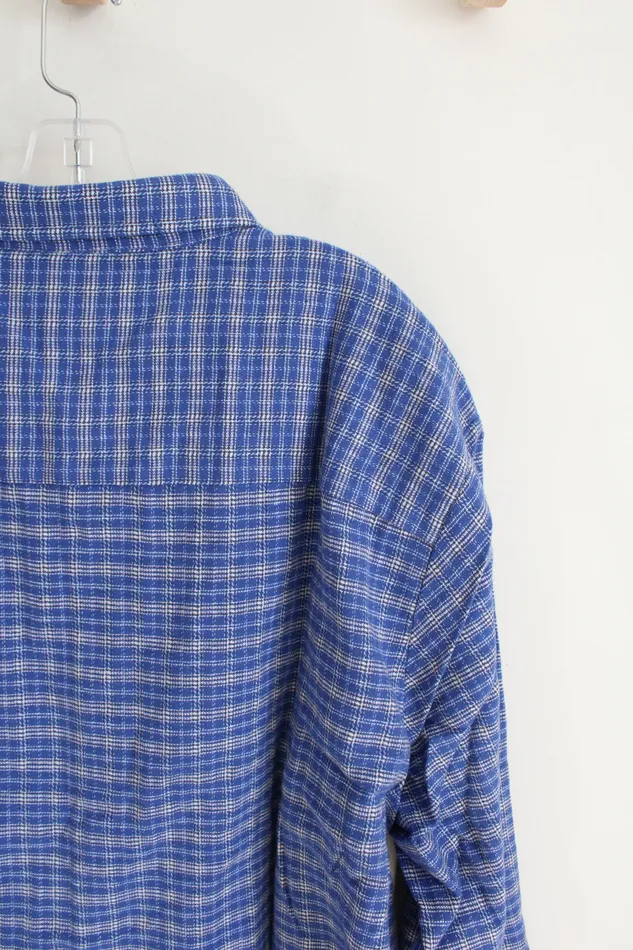 Rings Haband Haband Casual Joe Blue Plaid Button Down Flannel Shirt XX
