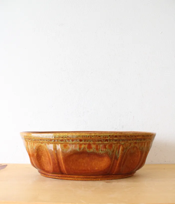 Rings Haeger Haeger Brown Green Glazed Oval Dish