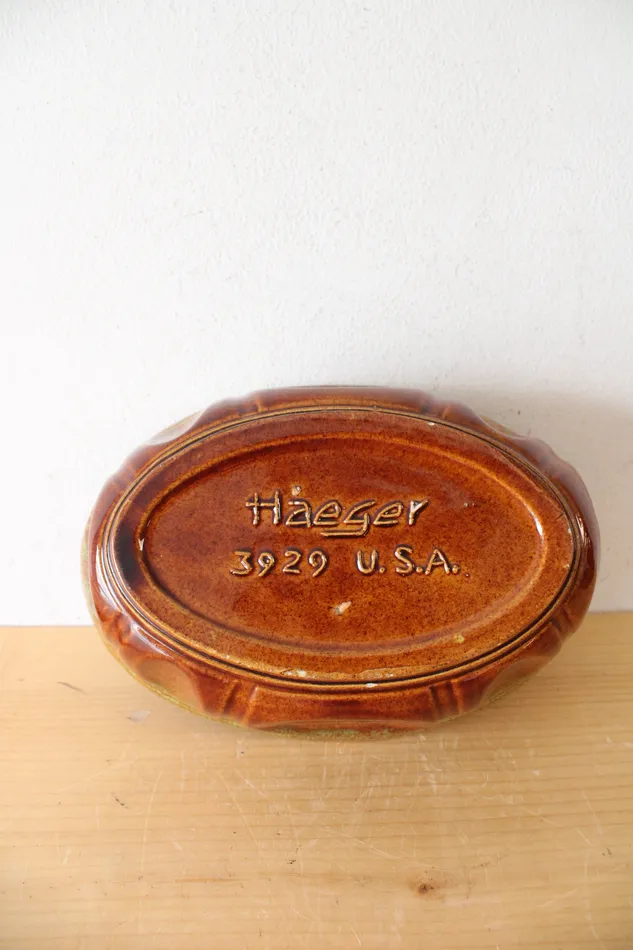 Rings Haeger Haeger Brown Green Glazed Oval Dish