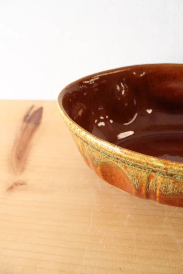 Rings Haeger Haeger Brown Green Glazed Oval Dish