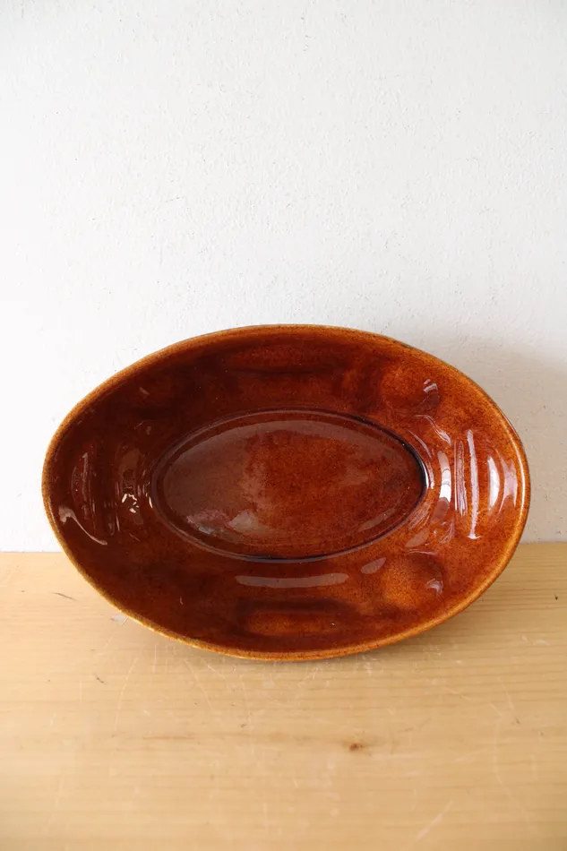 Rings Haeger Haeger Brown Green Glazed Oval Dish