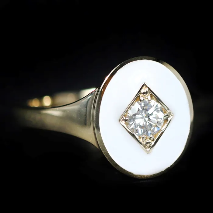 Rings Immaculate Jewelry 14k Yellow Gold 018 Carat Diamond and Enamel Signet Ring Rings Immaculate Jewelry 14k Yellow Gold 018 Carat Diamond and Enamel Signet Ring