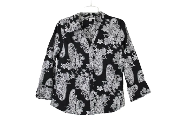 Rings JM Collection JM Collection Black Paisley Button Down 14