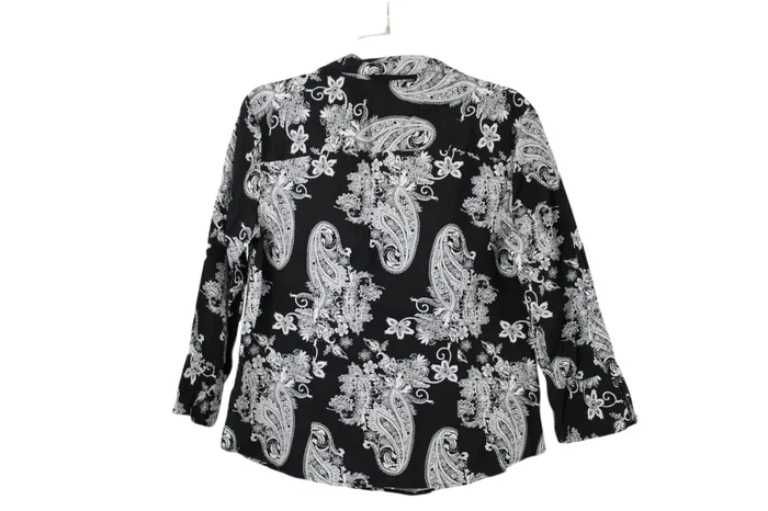 Rings JM Collection JM Collection Black Paisley Button Down 14