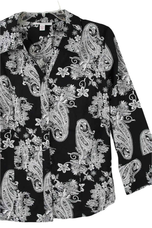 Rings JM Collection JM Collection Black Paisley Button Down 14