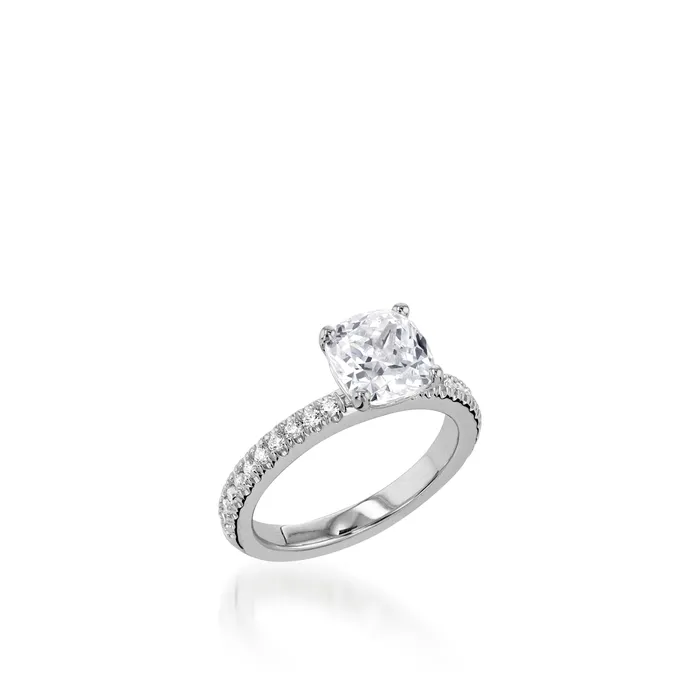 Rings John Atencio Essence Cushion White Gold Engagement Ring