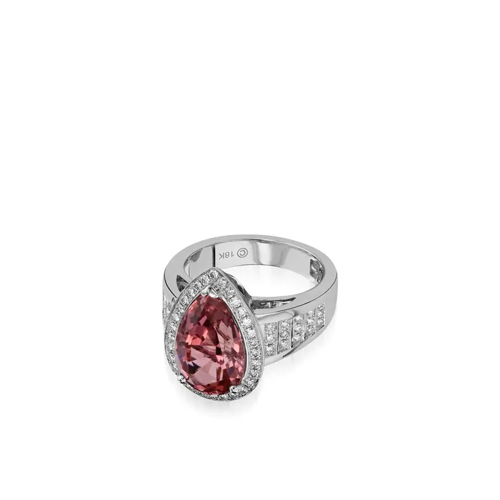 Rings John Atencio Signature Pink Tourmaline and Pave Diamond Ring