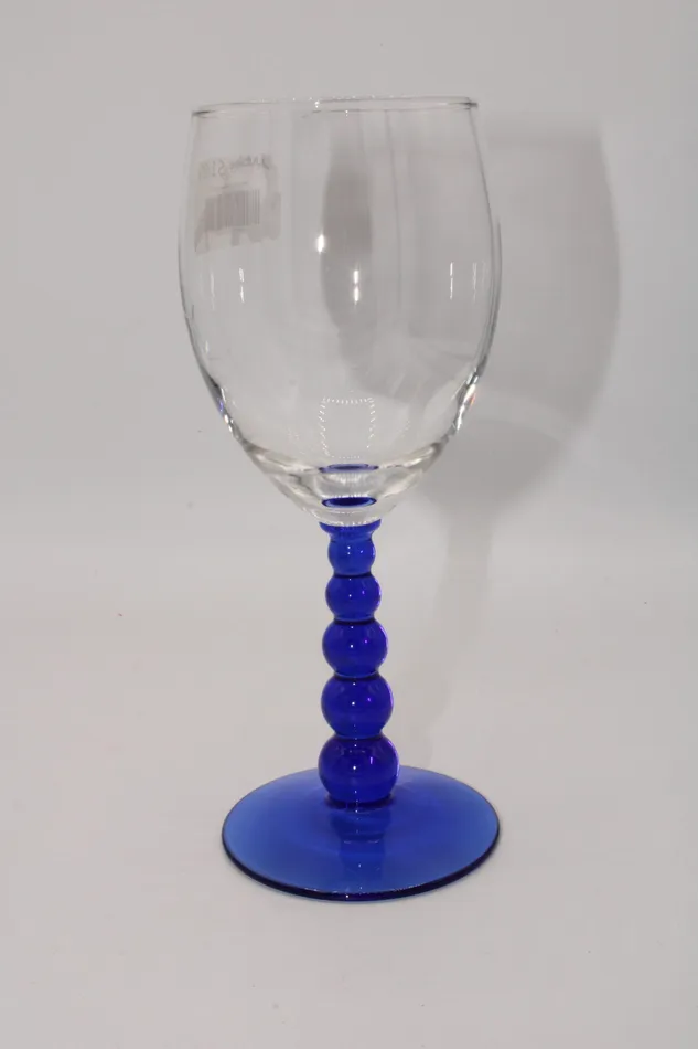 Rings Jubilee Thrift Blue Stemmed Wine Glass
