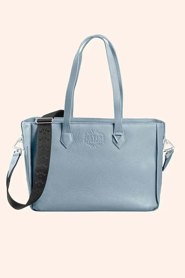 Rings justineleconte1 JL tote bag leather Stone blue