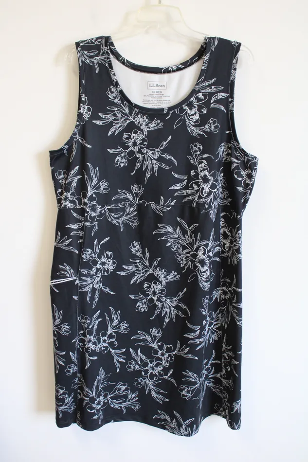 Rings LL Bean LL Bean Black Floral Dress XL